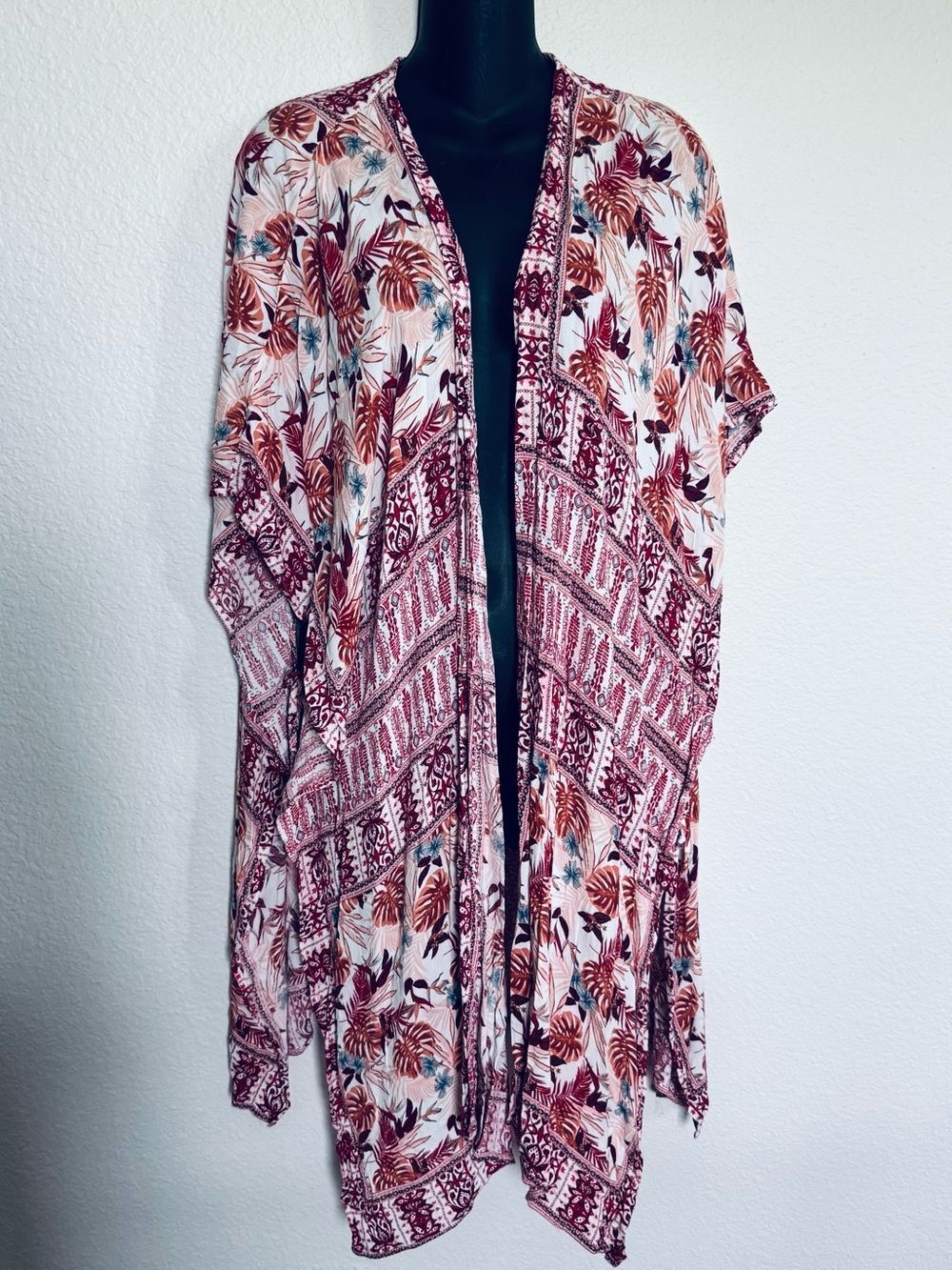 Knox Rose Pink Boho Print Shrug or Swim Cover Up XS/S